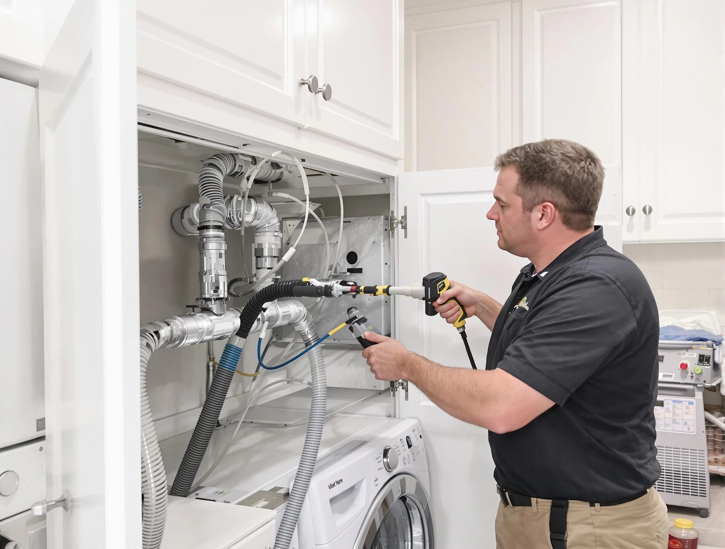 Lower Burrell Dryer Vent Cleaning professional removing severe blockage from a clogged dryer vent in Lower Burrell
